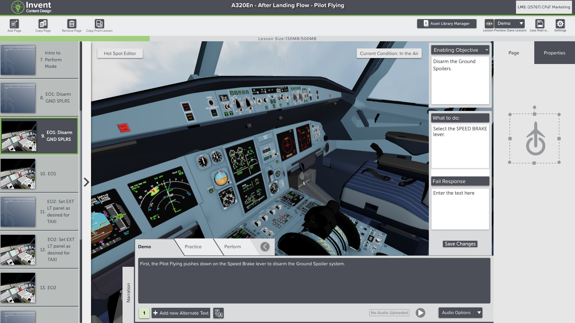 Airbus A220 3D Cockpit on CPaT Invent software