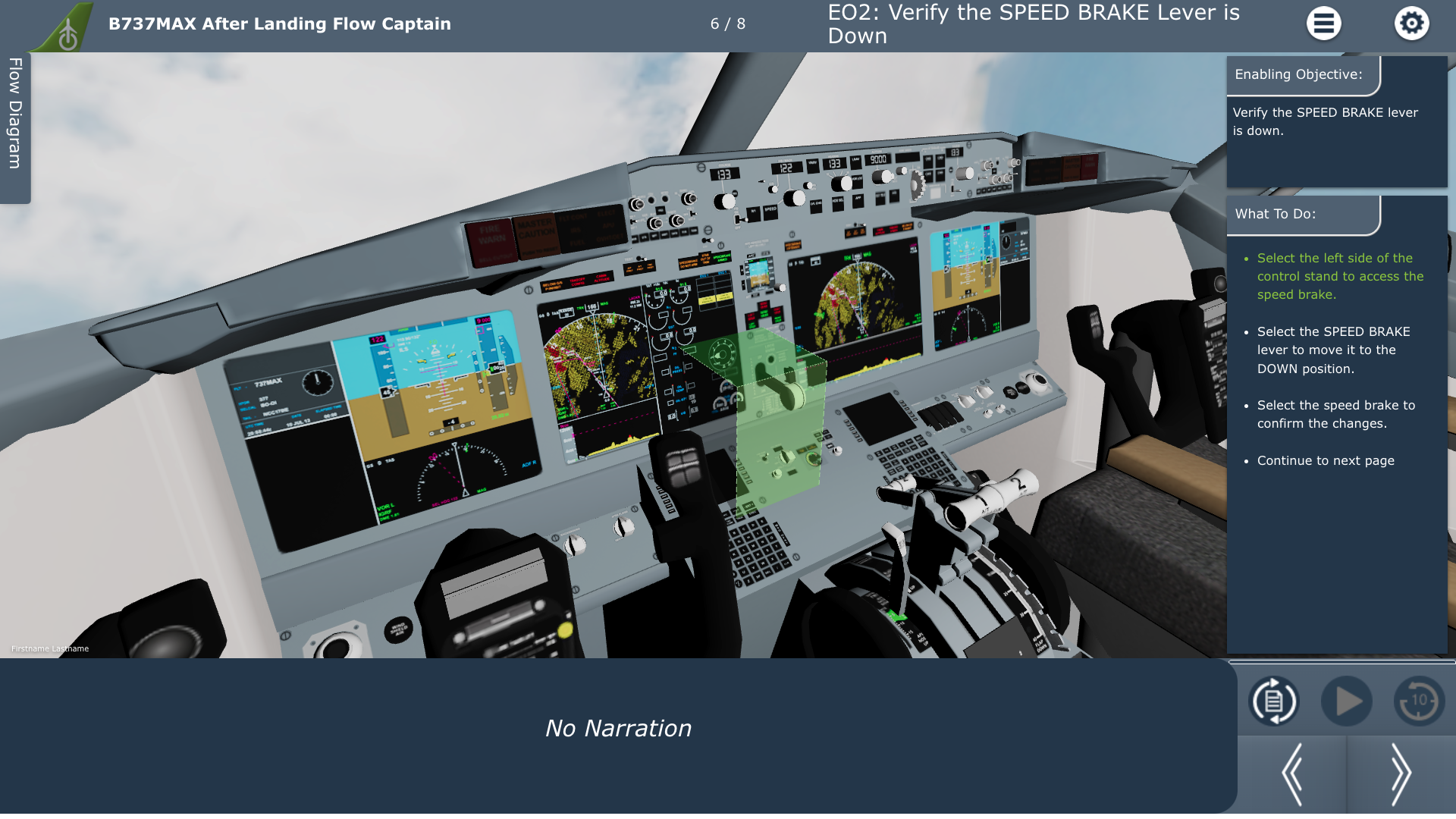 Boeing 737 NG cockpit descent flow checklist diagram